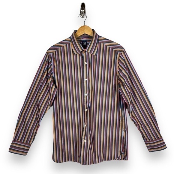 4 for $20 SALE! Gap Classic Button Down Long Sleeve, Multi Stripe, Size M - Picture 1 of 9